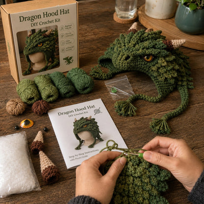 ❄️ EARLY CHRISTMAS SALE 70% OFF 🧶 Animal Hood Hat DIY Crochet Kit for Beginners 🐸