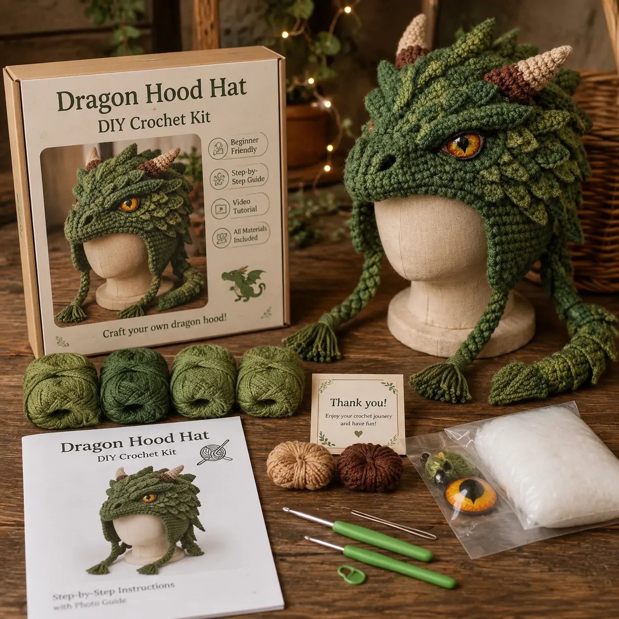 ❄️ EARLY CHRISTMAS SALE 70% OFF 🧶 Animal Hood Hat DIY Crochet Kit for Beginners 🐸