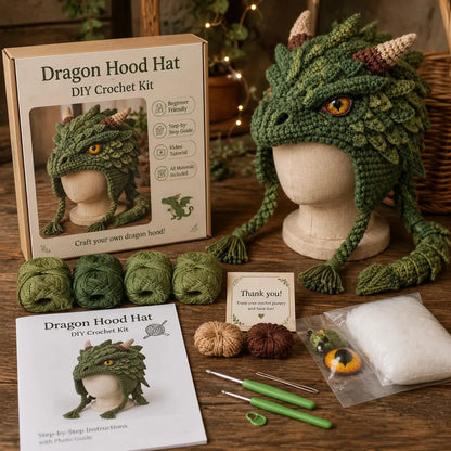 ❄️ EARLY CHRISTMAS SALE 70% OFF 🧶 Animal Hood Hat DIY Crochet Kit for Beginners 🐸