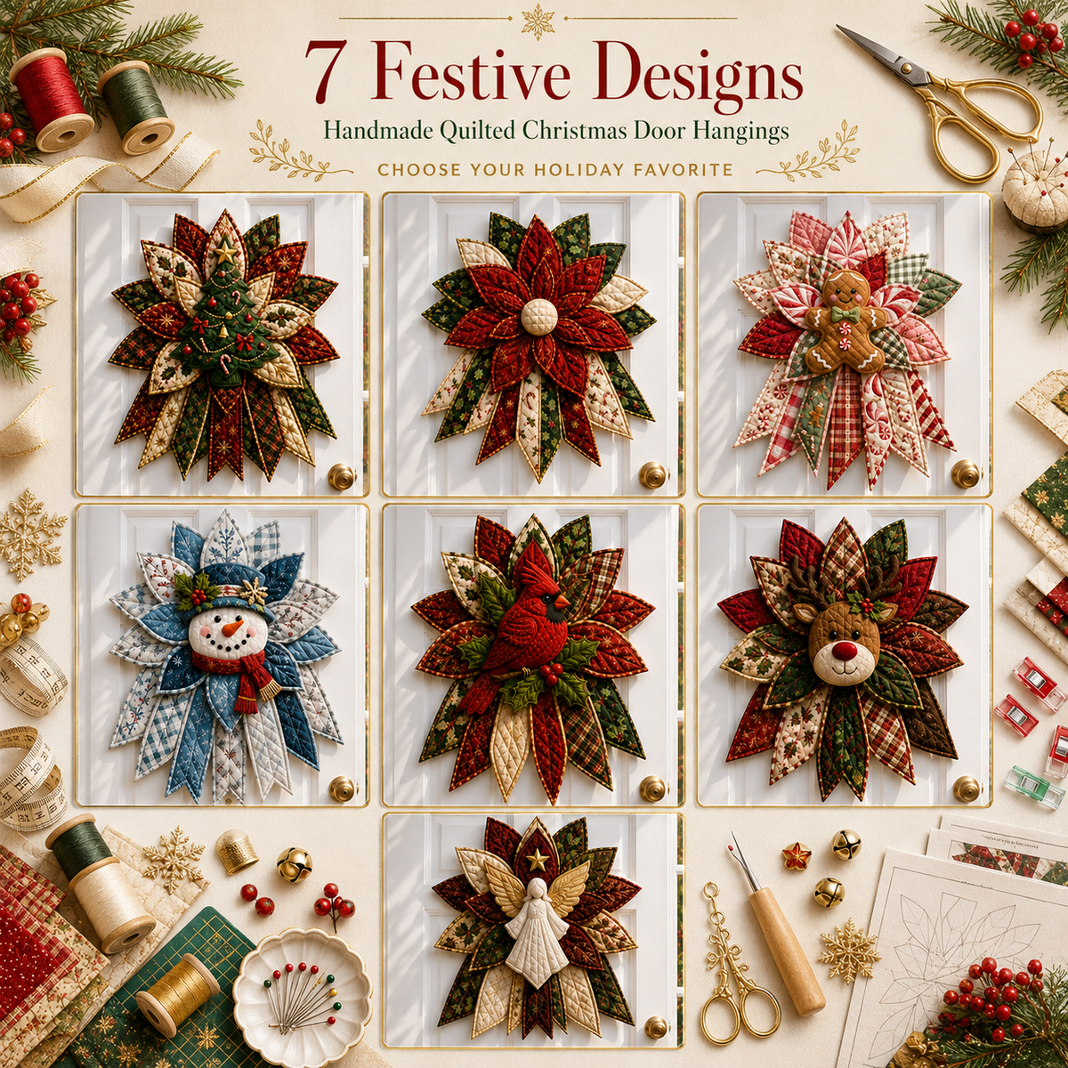 🎄 HOLIDAY 49% OFF ⛄ Festive Quilted Christmas Door Hanging DIY Sewing Kit