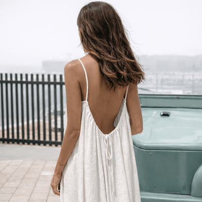✨ Adjustable Elegance ✨ Spaghetti Strap Open Back Maxi Dress