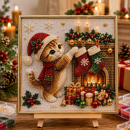 🔥 CHRISTMAS PRE-SALE 49% OFF 😻 5D Cozy Kitten Christmas DIY Pearl Painting Art Kit