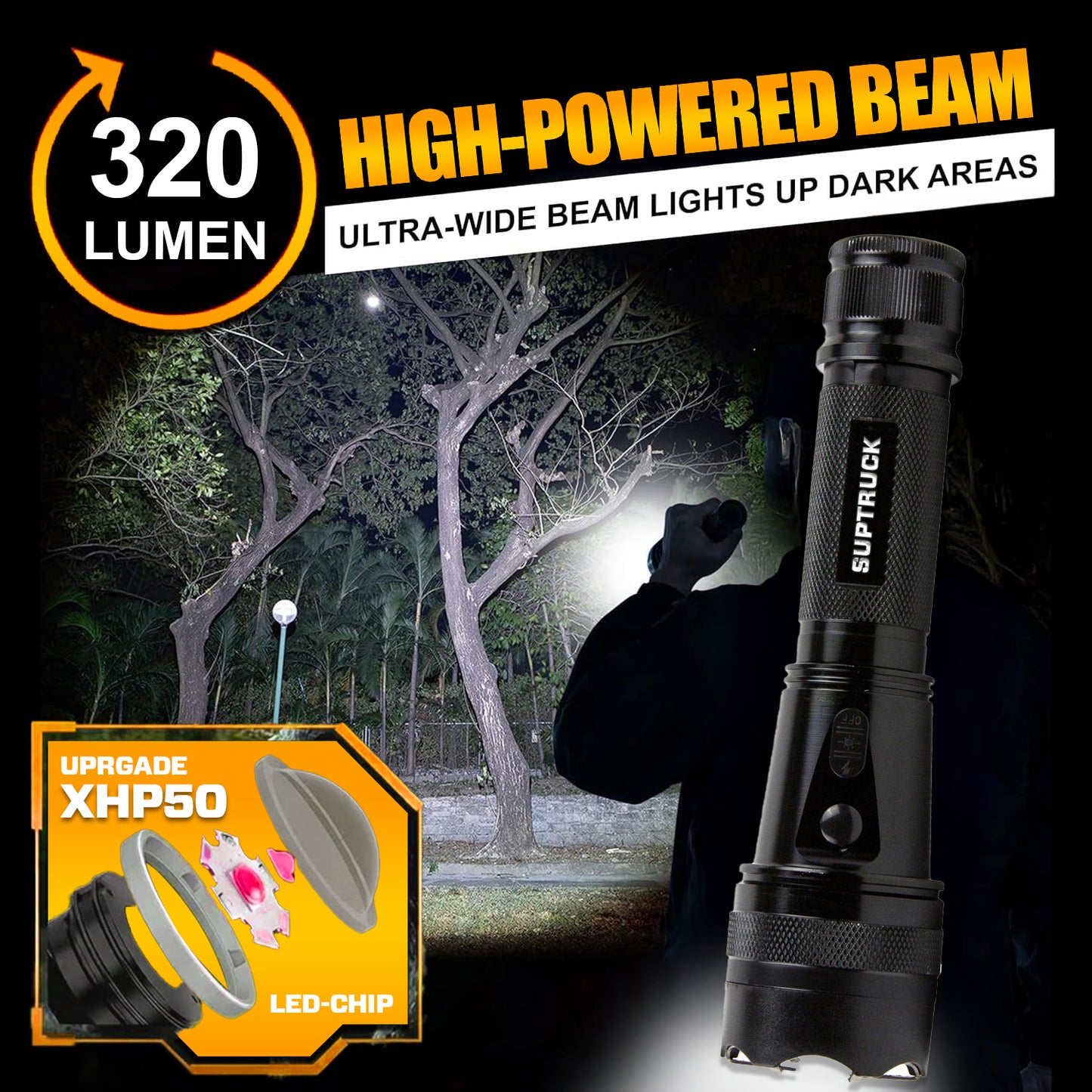 2026 Flash Sale 75% OFF ️🔦 SUPTRUCK™ VoltGuard X95 Tactical 2in1 Stun & Flashlight ⚡ One Device, Full Protection