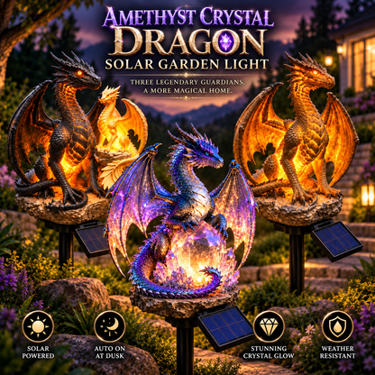 ⏰ LIMITED-TIME 49% OFF 🔥 Amethyst Crystal Dragon Solar Garden Light