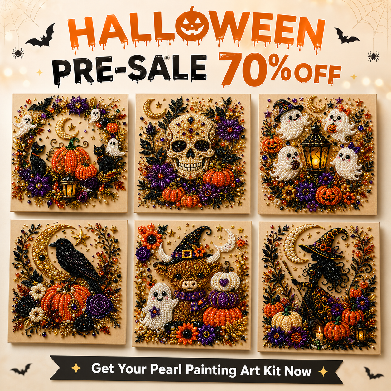 🎃HALLOWEEN PRE-SALE 70% OFF 🎃Spooky Pearl Magic DIY Art Kit – Enchanting Halloween Designs, 3D Beaded Craft