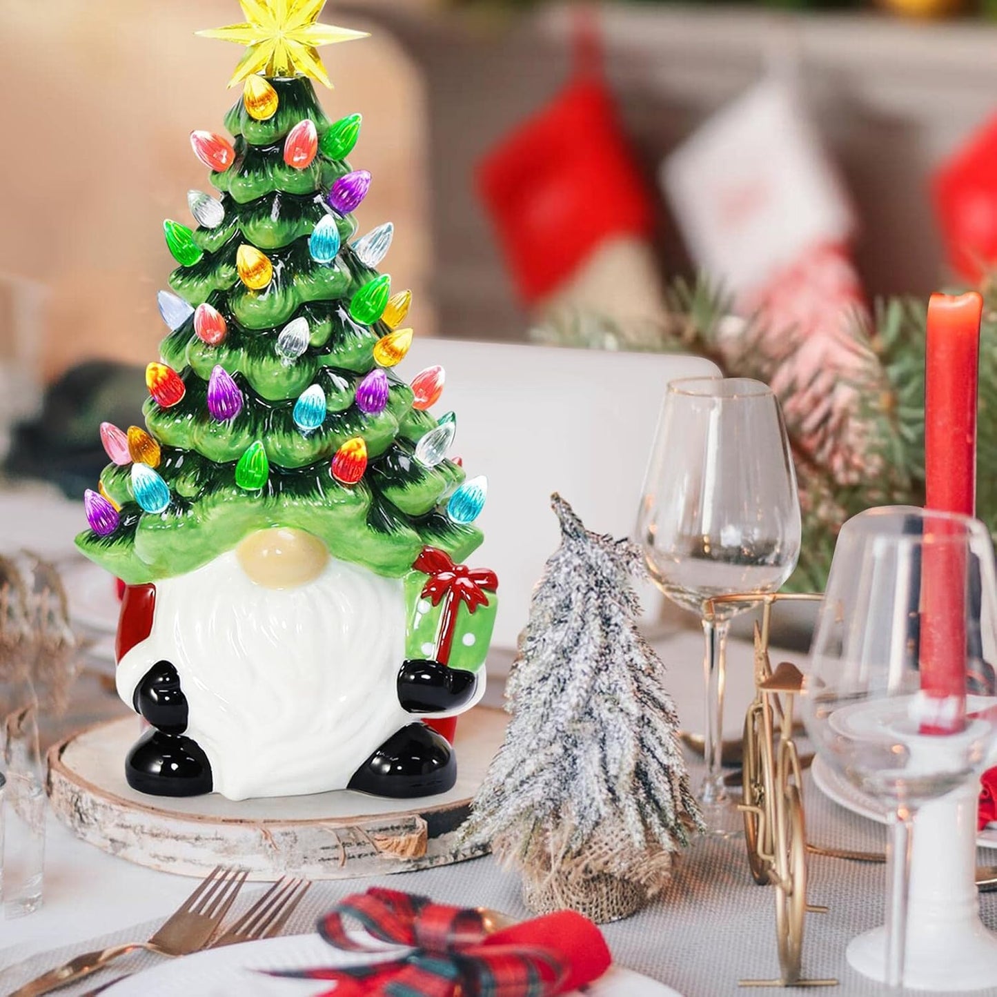 🎄 2025 DIY Lighted Ceramic Christmas Tree Gnome 🎁 Best Gift For Family