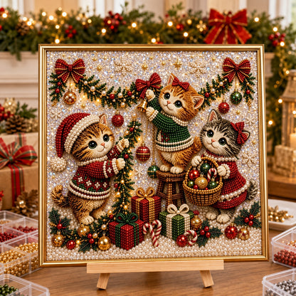 🔥 CHRISTMAS PRE-SALE 49% OFF 😻 5D Cozy Kitten Christmas DIY Pearl Painting Art Kit