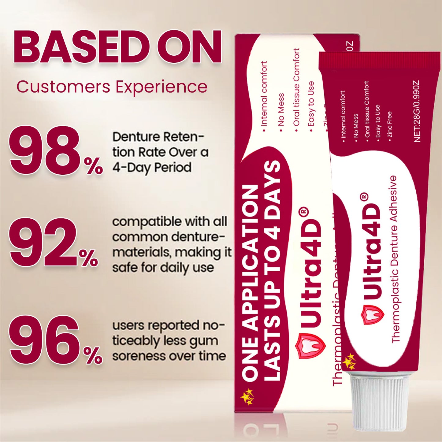 💥 Early Christmas 75% OFF ️🦷 Ultra4D® Thermoplastic Denture Adhesive