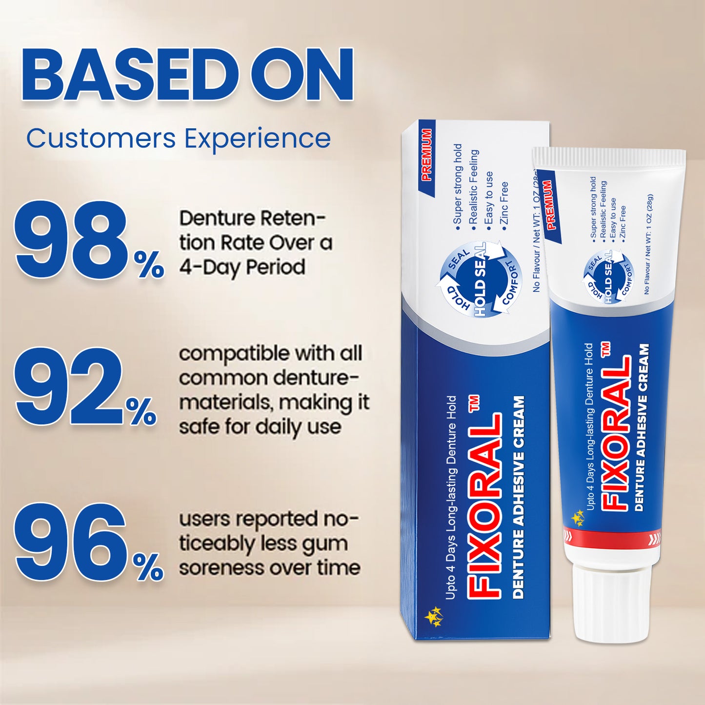 💥 Early Christmas 75% OFF ️🦷 FIXORAL™ Denture Adhesive Cream - Strong Hold Lasts 96 Hours ✨