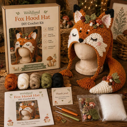 ❄️ EARLY CHRISTMAS SALE 70% OFF 🧶 Animal Hood Hat DIY Crochet Kit for Beginners 🐸