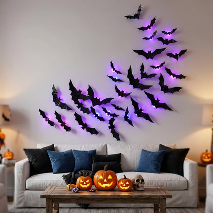 🎃 Halloween Sale 70% OFF 🦇 24PCs GlowBats™ 3D Halloween LED Wall Decor