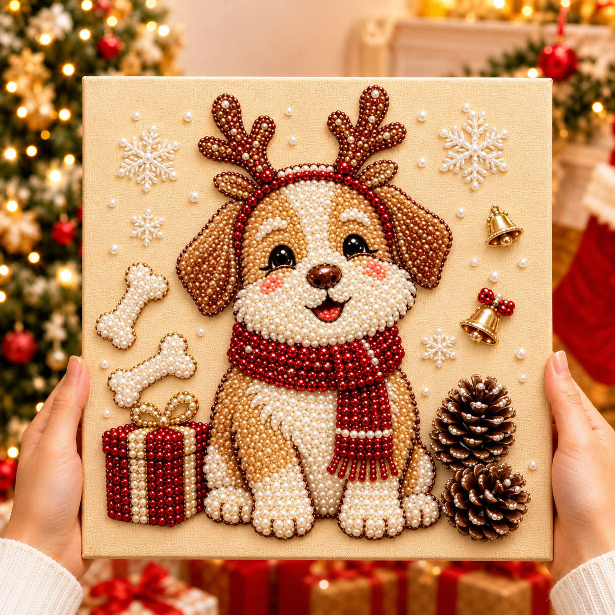 🔥 XMAS PRE-SALE SPECIAL 70% OFF 🔥 Christmas Pearl Pals DIY Art Kit – 6 Adorable Festive Animal Designs, 3D Pearl Beaded Craft