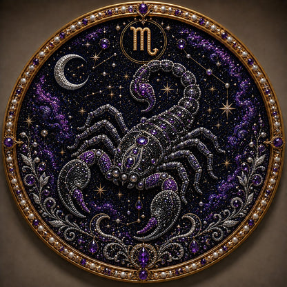 🔥 HOLIDAY SALE 70% OFF ♈ Premium 3D Pearl 12 Zodiac Signs Art Kit | Luxury Flocked Canvas with Fade-Resistant Pearl Beads ♈🌙