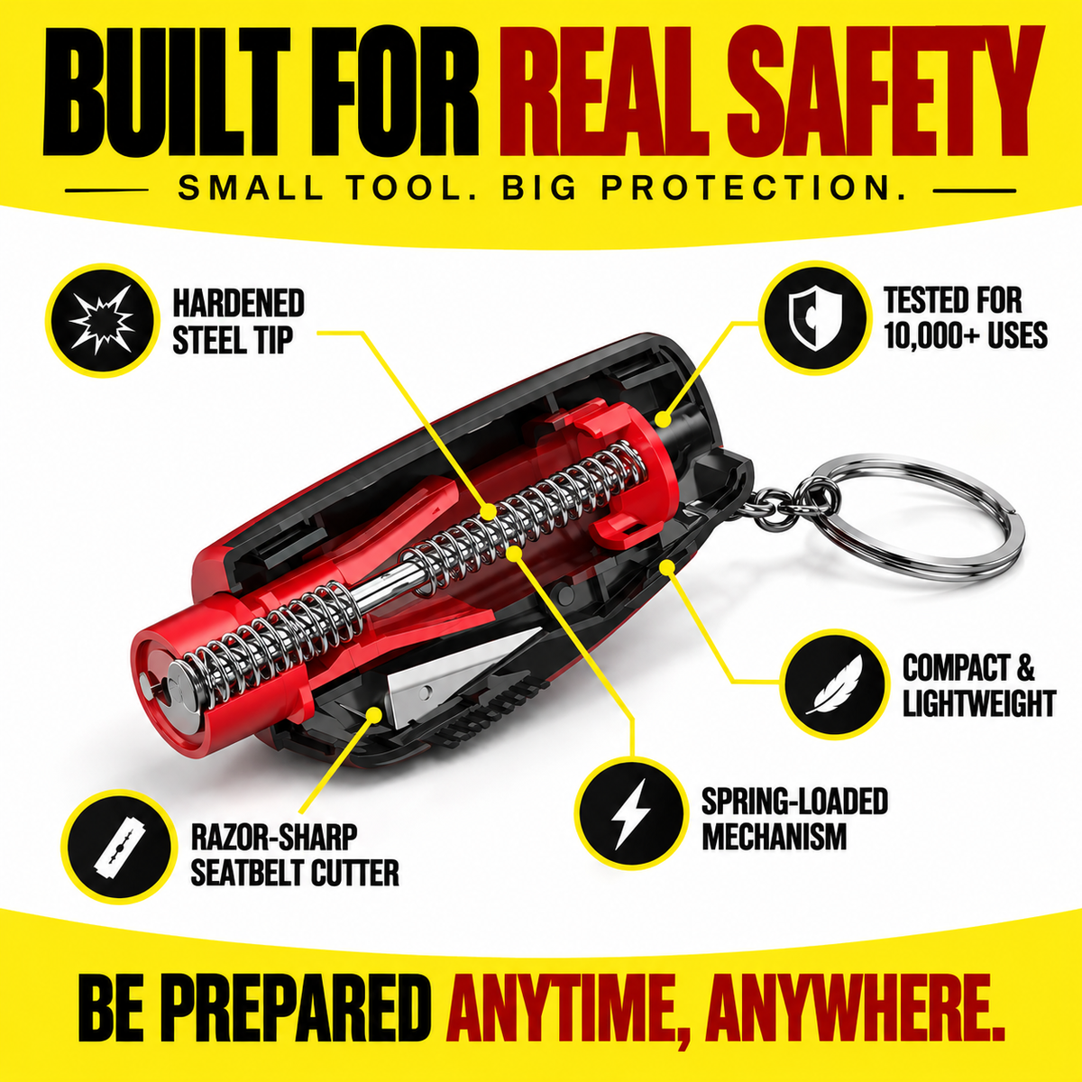 🔥 LAST DAY – 50% OFF 🔥 2-in-1 Car Emergency Window Breaker & Seatbelt Cutter