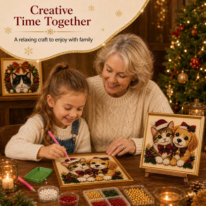 ❄️ CHRISTMAS SALE 49% OFF 🎄 5 Christmas Festive Pet 3D Pearl Diamond DIY Art Kit With Frame