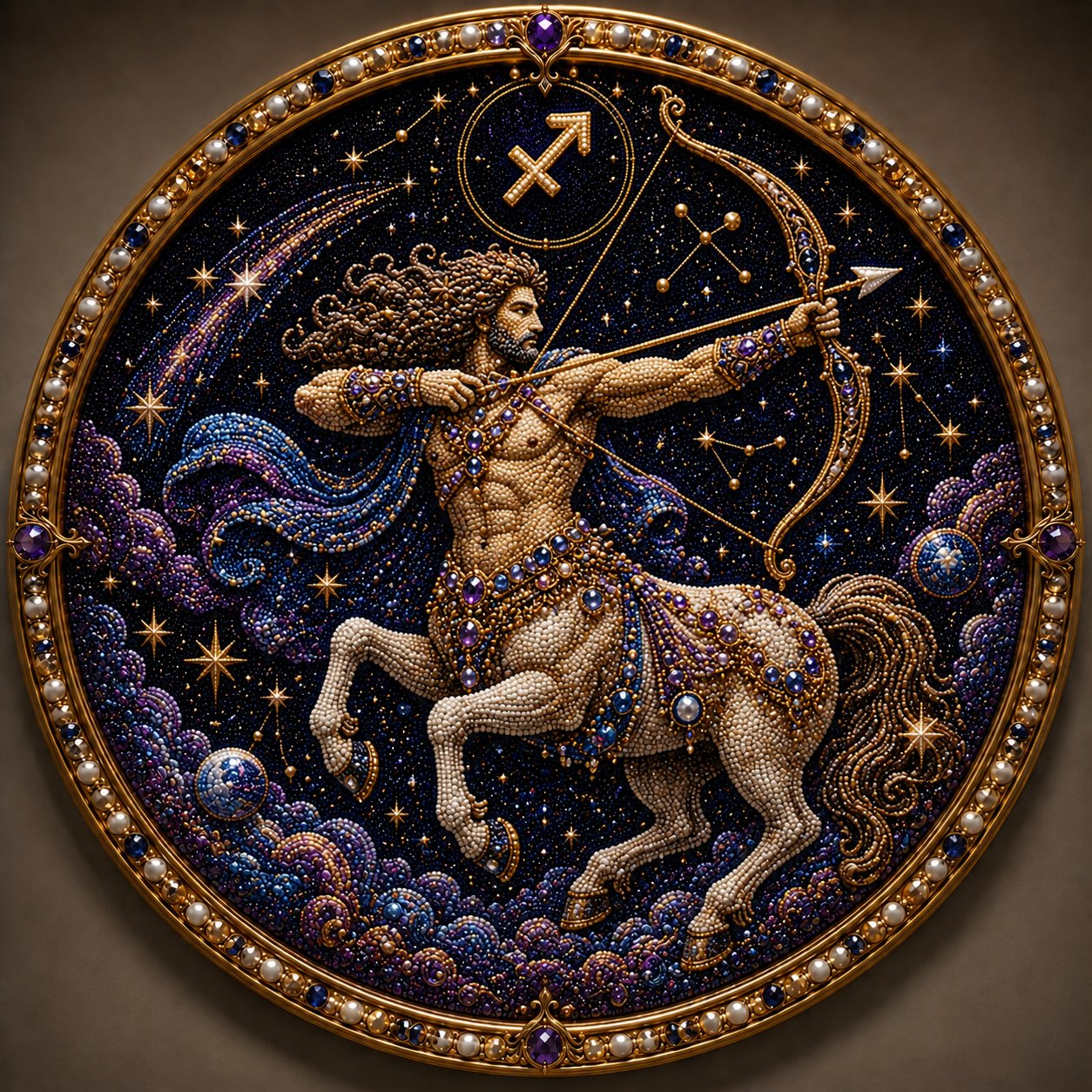 🔥 HOLIDAY SALE 70% OFF ♈ Premium 3D Pearl 12 Zodiac Signs Art Kit | Luxury Flocked Canvas with Fade-Resistant Pearl Beads ♈🌙