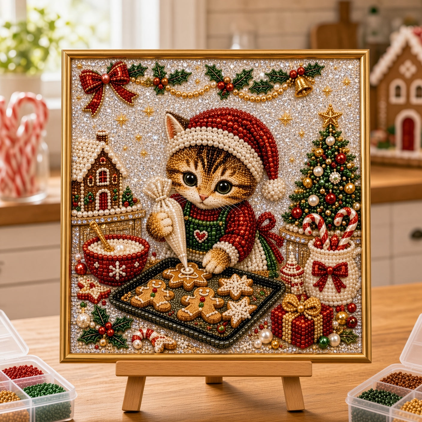 🔥 CHRISTMAS PRE-SALE 49% OFF 😻 5D Cozy Kitten Christmas DIY Pearl Painting Art Kit