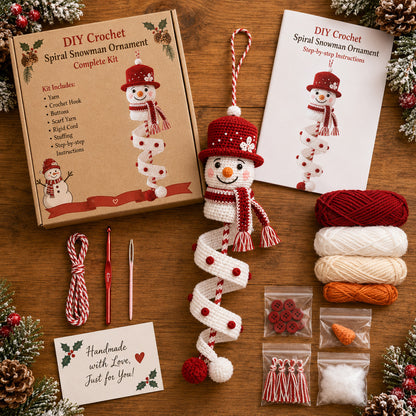 🎄 Early Christmas 49% OFF ✨ Crochet Spiral Snowman Ornament Pattern DIY Kit