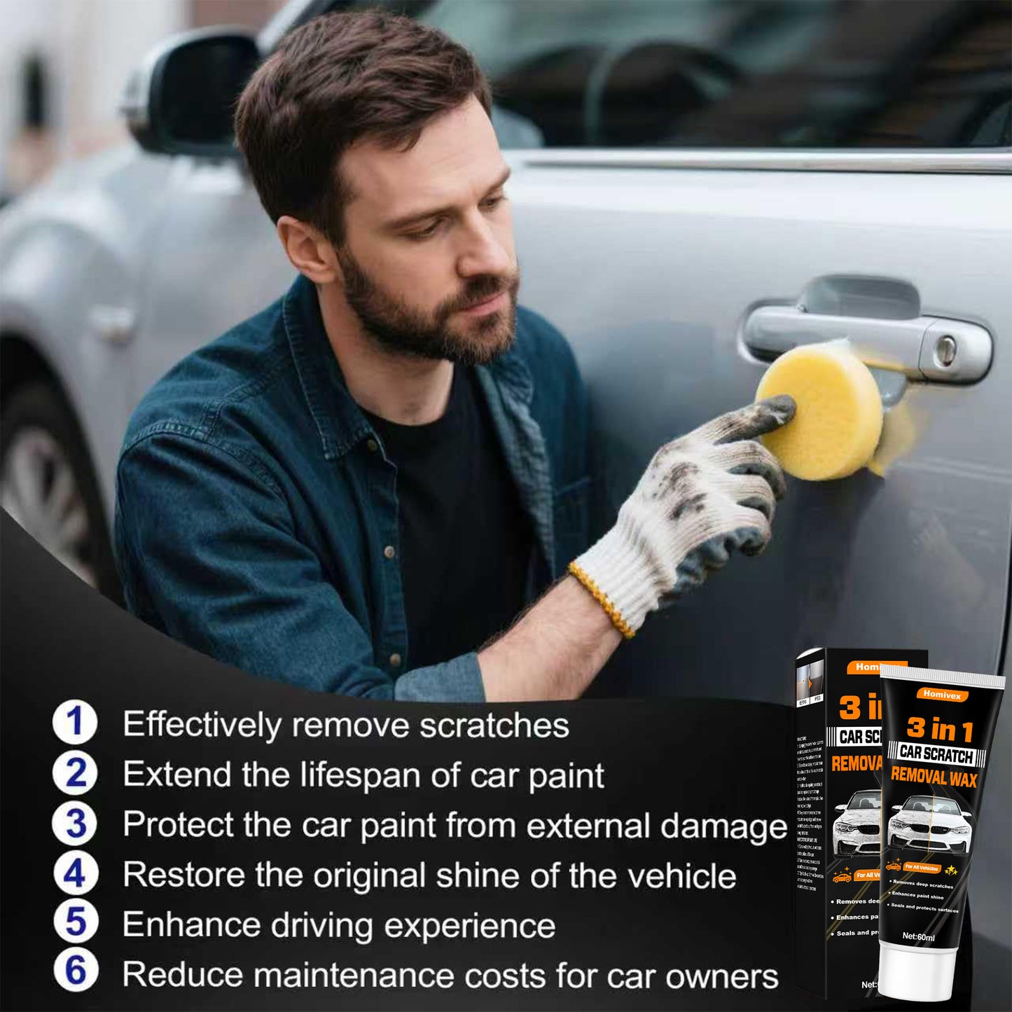 🔥 Hot Sale 70% OFF 🔥 Homivex™ 3 in 1 Car Scratch Remover Wax For All Vehicles