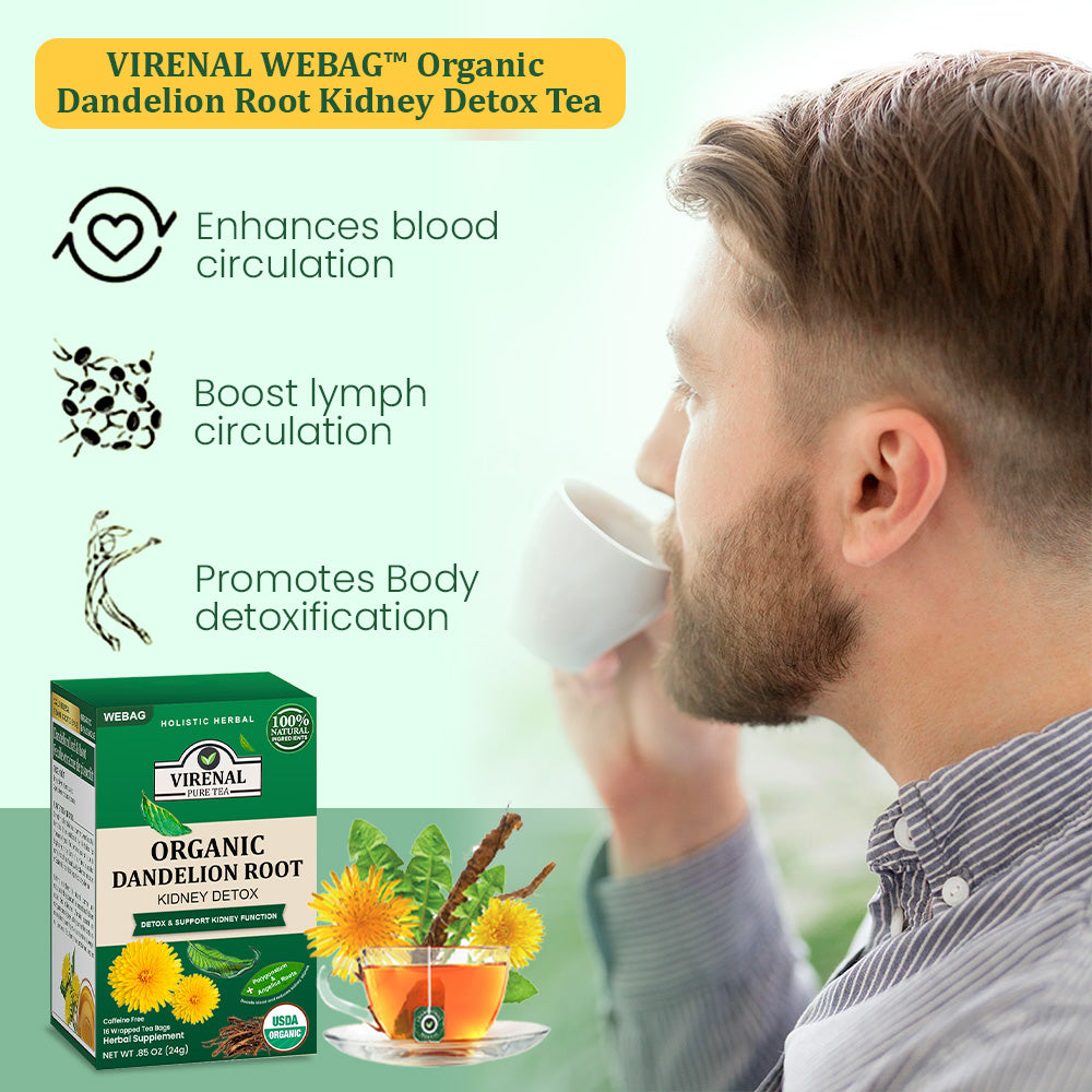 💥 2025 Big Sale 75% OFF ️🍃 VIRENAL WEBAG™ Organic Dandelion Root Kidney Detox Tea 💦 Improve Kidney And Enhance Sexual Function In 2 Weeks 🔥