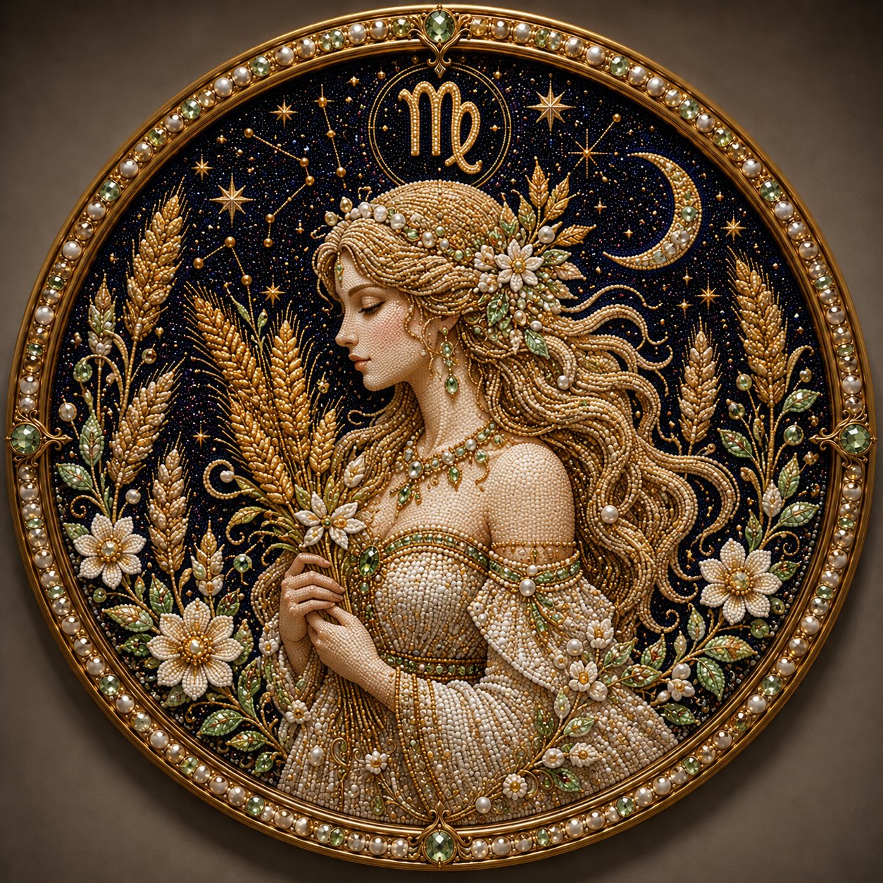 🔥 HOLIDAY SALE 70% OFF ♈ Premium 3D Pearl 12 Zodiac Signs Art Kit | Luxury Flocked Canvas with Fade-Resistant Pearl Beads ♈🌙