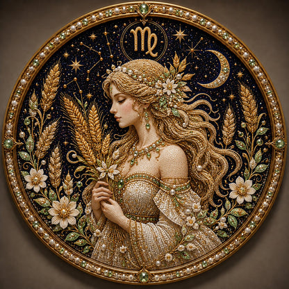 🔥 HOLIDAY SALE 70% OFF ♈ Premium 3D Pearl 12 Zodiac Signs Art Kit | Luxury Flocked Canvas with Fade-Resistant Pearl Beads ♈🌙