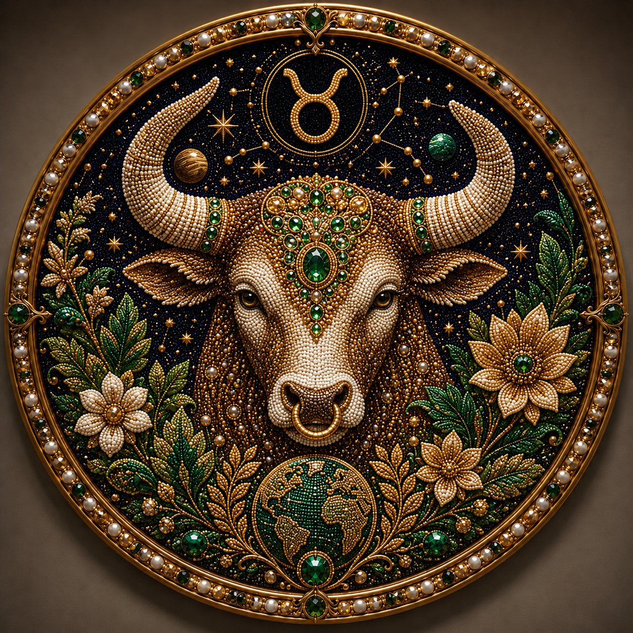 🔥 HOLIDAY SALE 70% OFF ♈ Premium 3D Pearl 12 Zodiac Signs Art Kit | Luxury Flocked Canvas with Fade-Resistant Pearl Beads ♈🌙