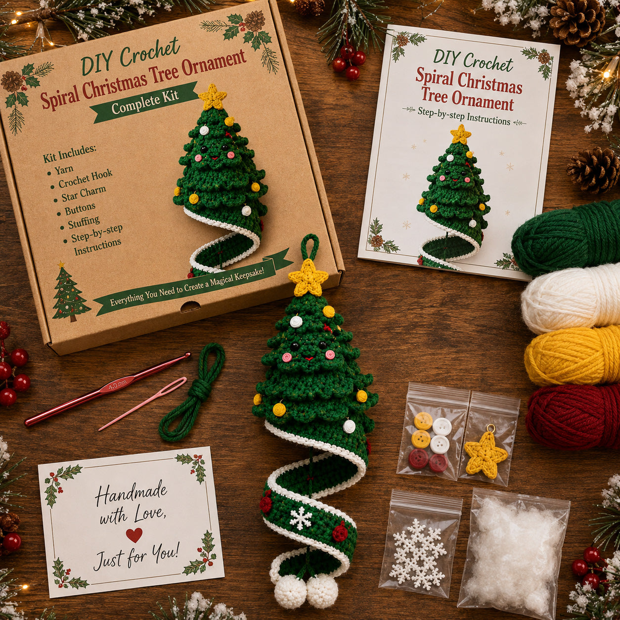 🎄 Early Christmas 49% OFF ✨ Crochet Spiral Snowman Ornament Pattern DIY Kit