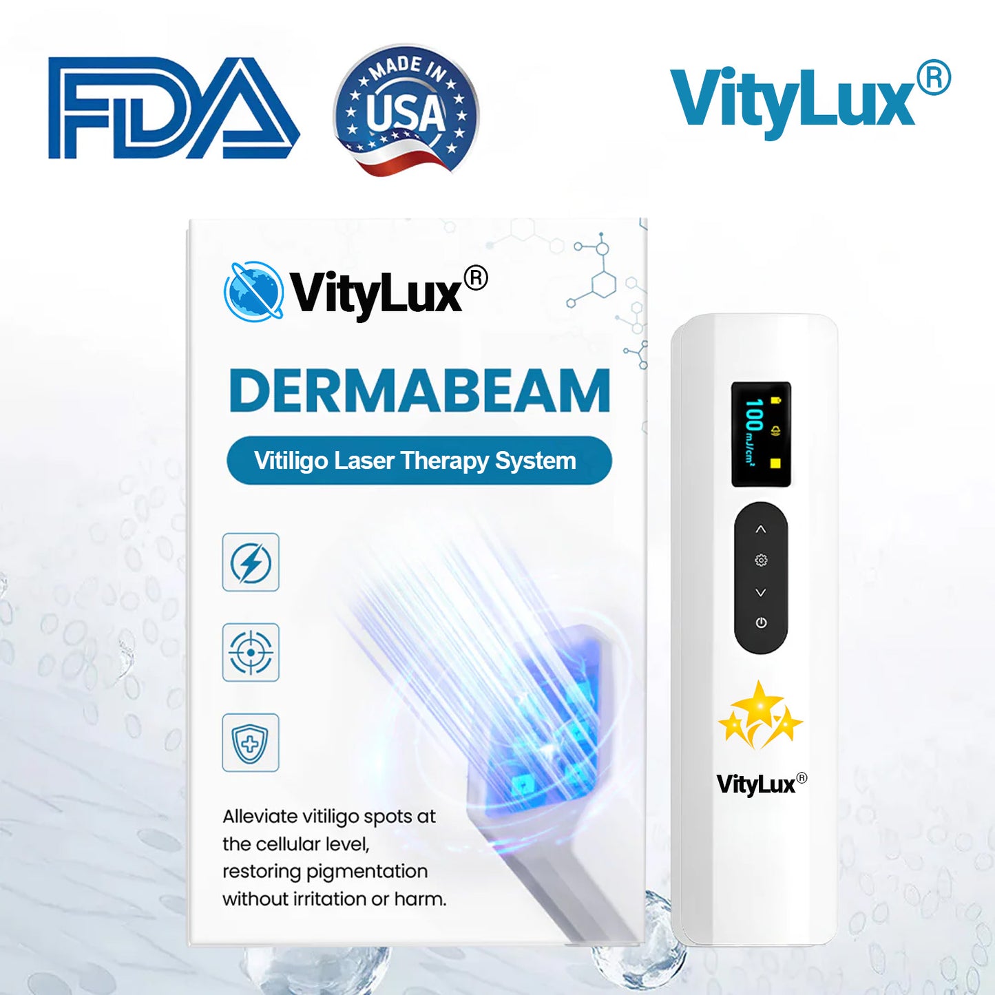 💥 VityLux® DermaBeam Vitiligo Laser Therapy System 🔆 3-5 Seconds Vitiligo Treatment - 2 Weeks To Visibly Better Skin