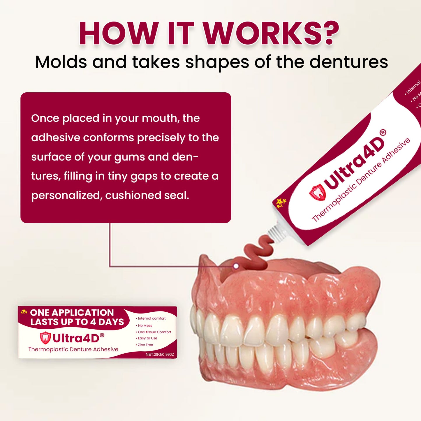 💥 Early Christmas 75% OFF ️🦷 Ultra4D® Thermoplastic Denture Adhesive
