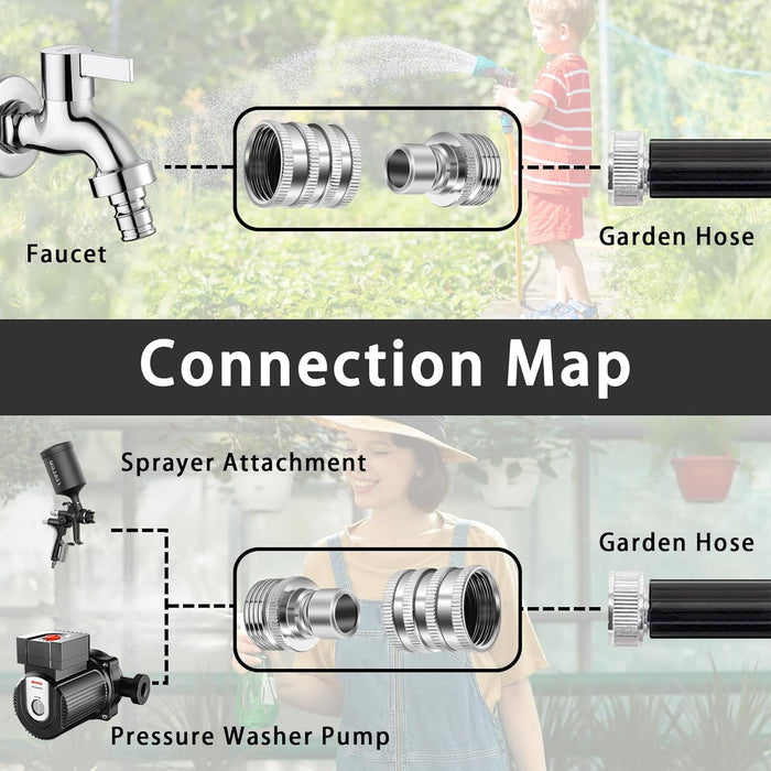 🔥 LAST DAY 49% OFF 💧 Stainless Steel Garden Hose Quick Connect Fittings Set