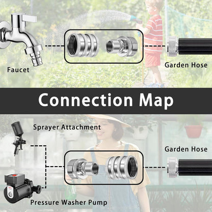 🔥 LAST DAY 49% OFF 💧 Stainless Steel Garden Hose Quick Connect Fittings Set