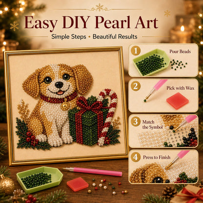 ❄️ CHRISTMAS SALE 49% OFF 🎄 5 Christmas Festive Pet 3D Pearl Diamond DIY Art Kit With Frame