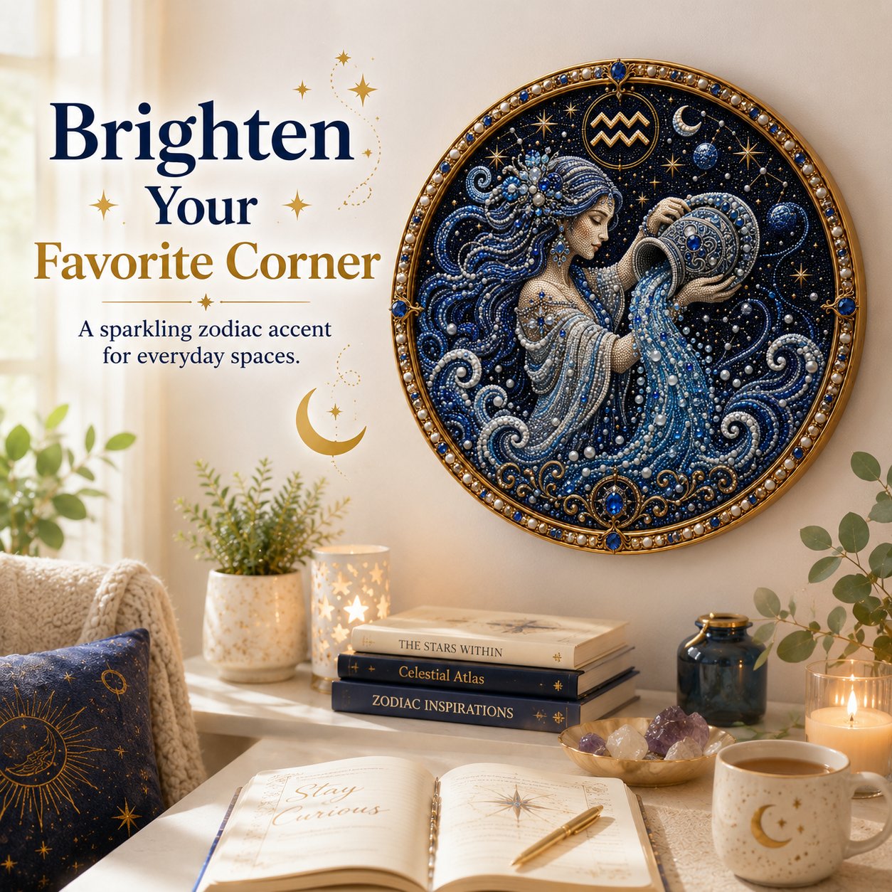 🔥 HOLIDAY SALE 70% OFF ♈ Premium 3D Pearl 12 Zodiac Signs Art Kit | Luxury Flocked Canvas with Fade-Resistant Pearl Beads ♈🌙