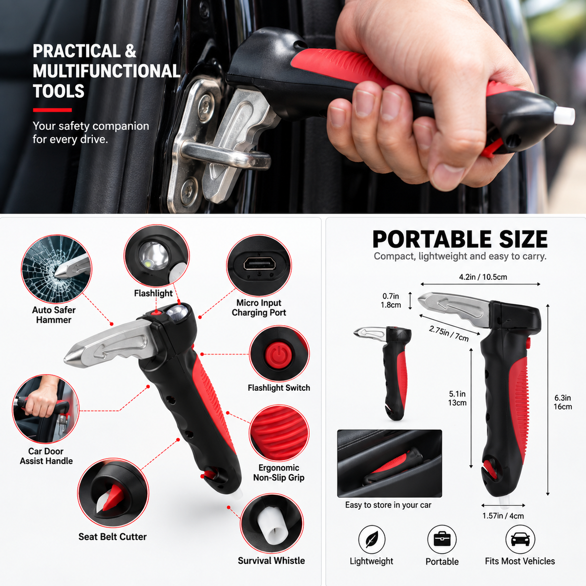 💥 LAST DAY 49% OFF 🔥 Multifunctional 5-in-1 Car Door Assist Handle