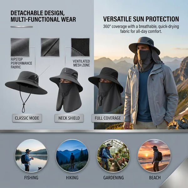 💥 2026 Father's Day 50% OFF ✨ 3-in-1 Summer Sun Hat with UPF 50+ UV Protection Outdoor