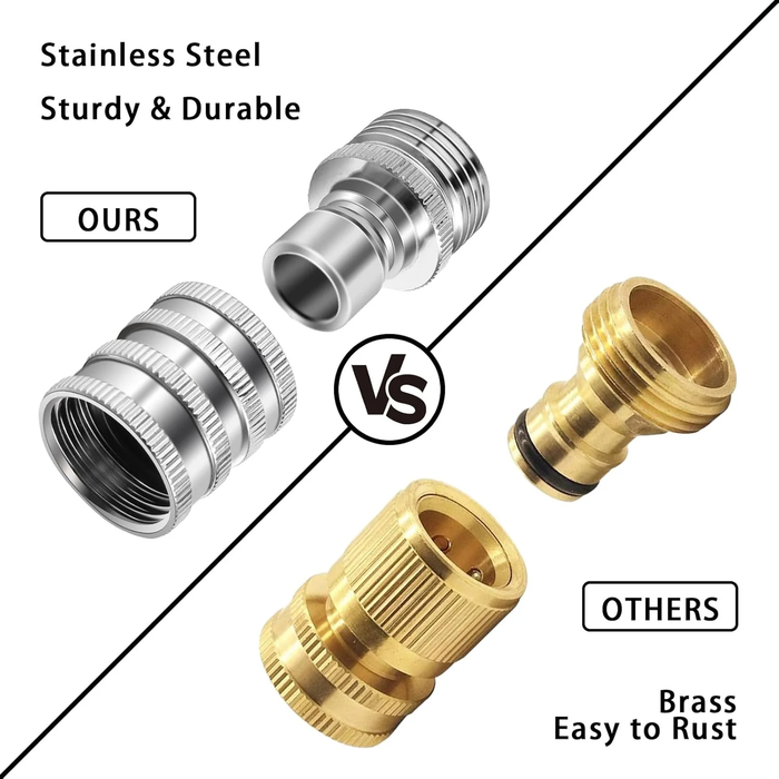 🔥 LAST DAY 49% OFF 💧 Stainless Steel Garden Hose Quick Connect Fittings Set