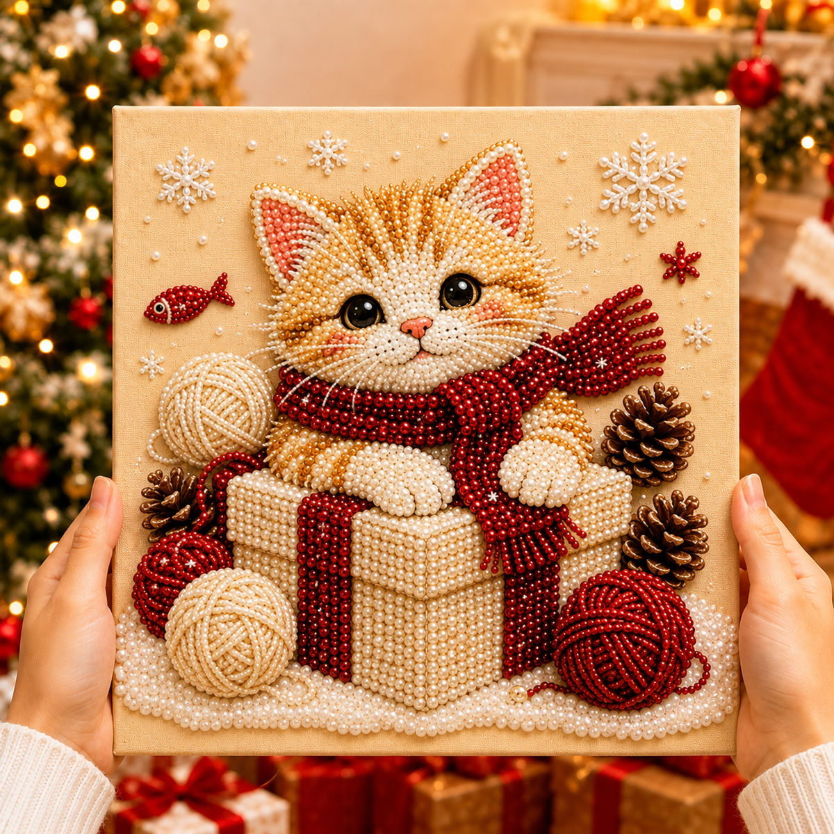 🔥 XMAS PRE-SALE SPECIAL 70% OFF 🔥 Christmas Pearl Pals DIY Art Kit – 6 Adorable Festive Animal Designs, 3D Pearl Beaded Craft