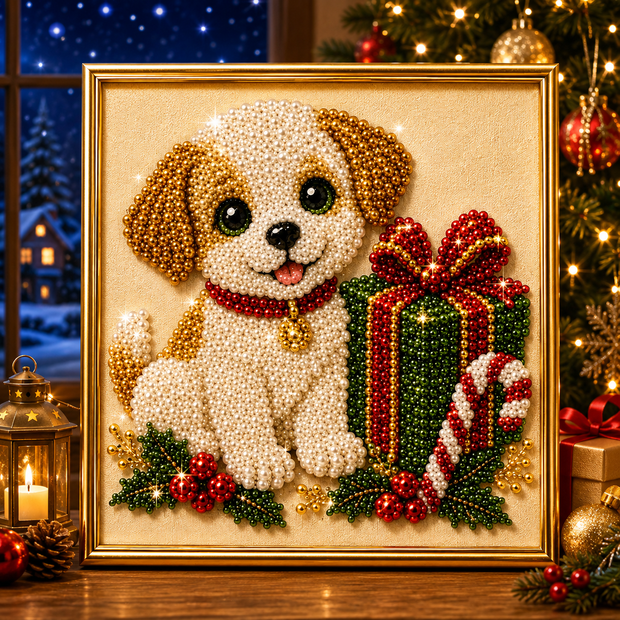 ❄️ CHRISTMAS SALE 49% OFF 🎄 5 Christmas Festive Pet 3D Pearl Diamond DIY Art Kit With Frame