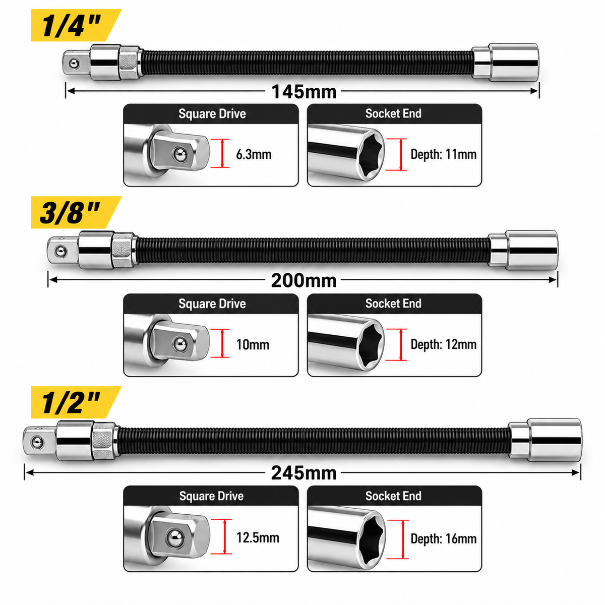 🚗 HOT SALE 49% OFF 🔥 Flexible Socket Extension Rod Tool Set For Tight Spaces