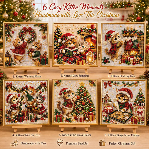 🔥 CHRISTMAS PRE-SALE 49% OFF 😻 5D Cozy Kitten Christmas DIY Pearl Painting Art Kit