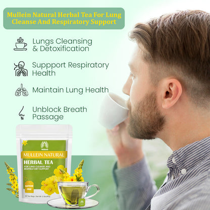 MULLEIN NATURAL Herbal Tea For Lung Cleanse And Respiratory Support