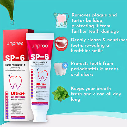 👨‍⚕️👨‍⚕️[✨𝐎𝐟𝐟𝐢𝐜𝐢𝐚𝐥 𝐁𝐫𝐚𝐧𝐝 𝐒𝐭𝐨𝐫𝐞✨] Unpree™ SP-6 Ultra+ Probiotic Whitening Toothpaste (👨‍⚕𝐀𝐃𝐀 𝐑𝐄𝐂𝐎𝐌𝐌𝐄𝐍𝐃𝐒)