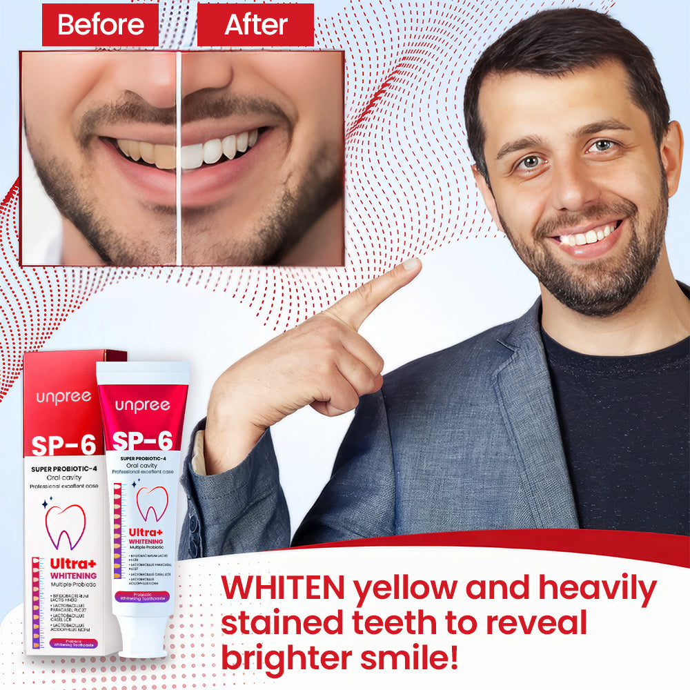 👨‍⚕️👨‍⚕️[✨𝐎𝐟𝐟𝐢𝐜𝐢𝐚𝐥 𝐁𝐫𝐚𝐧𝐝 𝐒𝐭𝐨𝐫𝐞✨] Unpree™ SP-6 Ultra+ Probiotic Whitening Toothpaste (👨‍⚕𝐀𝐃𝐀 𝐑𝐄𝐂𝐎𝐌𝐌𝐄𝐍𝐃𝐒)