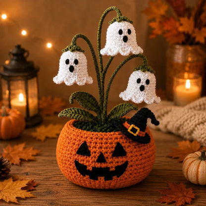 🎃 Halloween SALE 70% OFF 👻 Handmade Crochet Spooky Pumpkin Pot