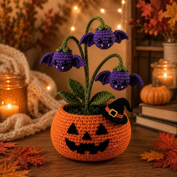 🎃 Halloween SALE 70% OFF 👻 Handmade Crochet Spooky Pumpkin Pot