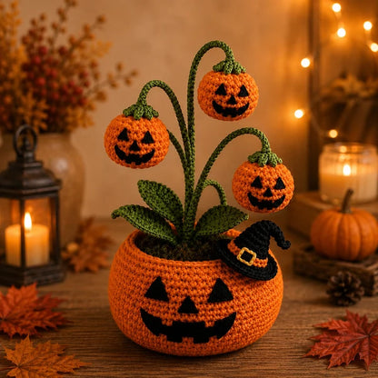🎃 Halloween SALE 70% OFF 👻 Handmade Crochet Spooky Pumpkin Pot