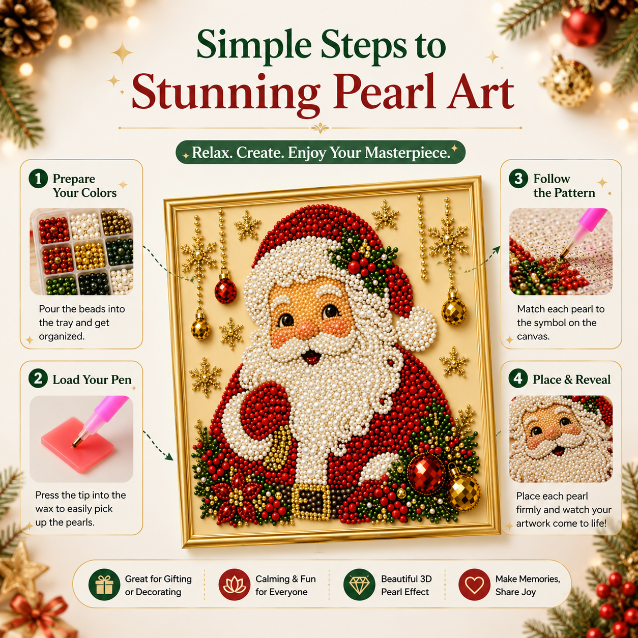 🔥 EARLY CHRISTMAS DEAL 70% OFF 🎄Pearlie Christmas DIY Diamond Pearl Painting Art Kit