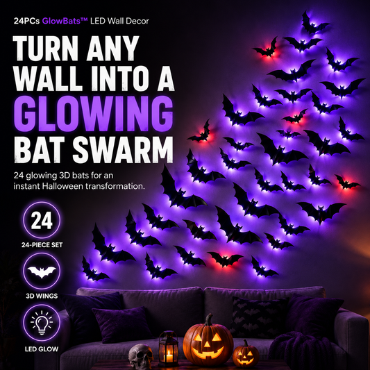 🎃 Halloween Sale 70% OFF 🦇 24PCs GlowBats™ 3D Halloween LED Wall Decor