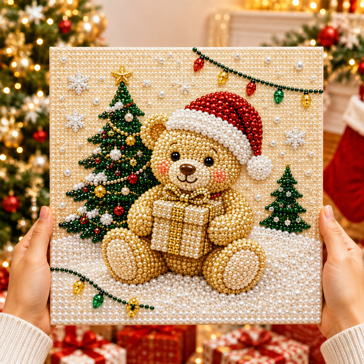 🔥 XMAS PRE-SALE SPECIAL 70% OFF 🔥 Christmas Pearl Pals DIY Art Kit – 6 Adorable Festive Animal Designs, 3D Pearl Beaded Craft